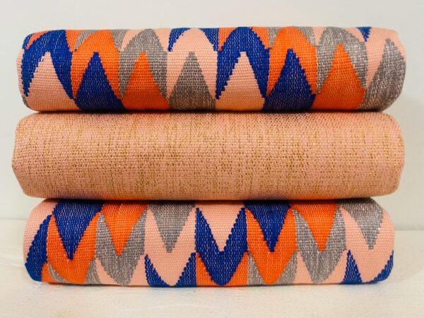 Ashanti Kente Cloth for Women (Elegant Peach with Zigzag Royal Weave)